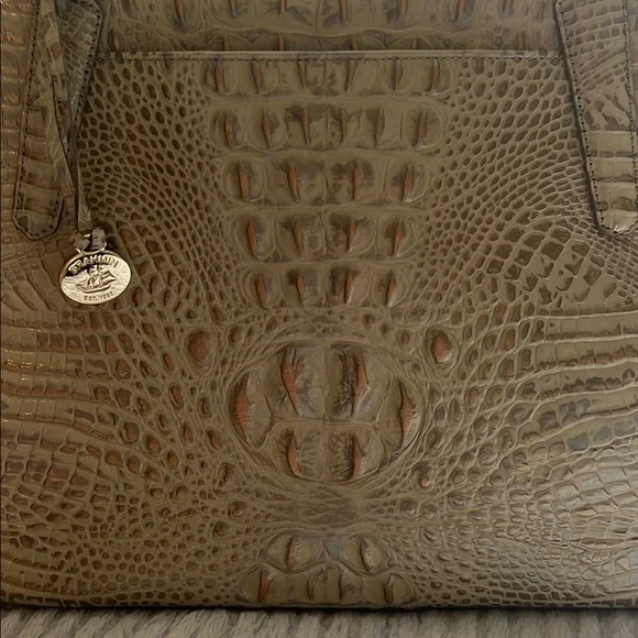 Brahmin Melbourne, Tan Crocodile Embossed Leather Shoulder Bag - Picture 6 of 12